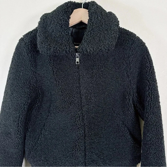 Banana Republic Sherpa  Bomber Jacket Black Color - Picture 3 of 16